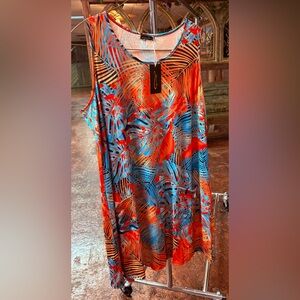 Ofeefan Vibrant Tropical Sleeveless Crewneck Sun Dress